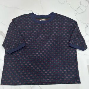 Madewell Blue Short Sleeve Tee with Geometric Pattern